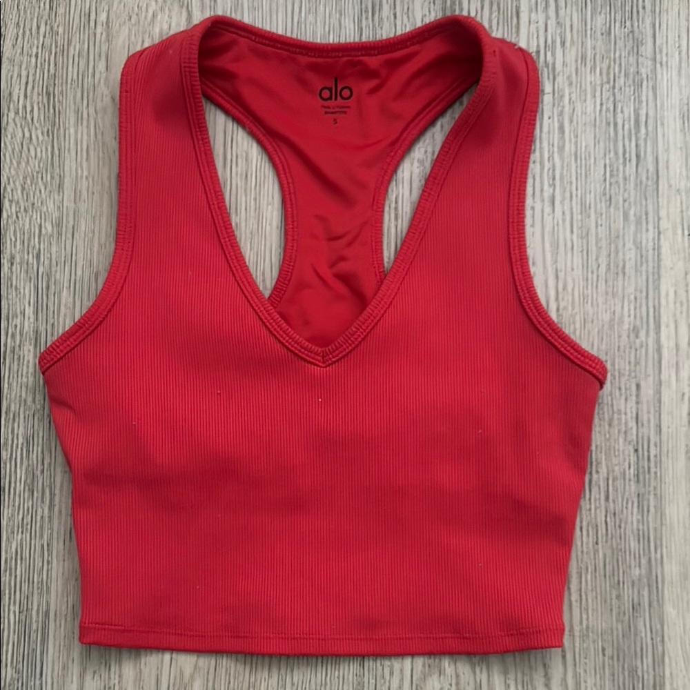 ALO Yoga Scarlet Ribbed Racerback Top